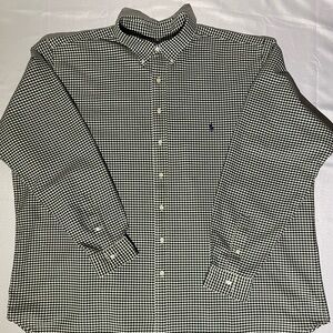 Ralph Lauren Classic Fit 3XLT Cotton Green and White Long Sleeve Button Shirt